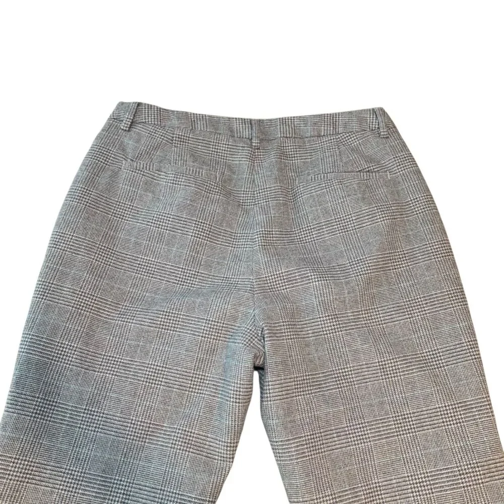LL Bean Womens Plaid Gray Classic Fit Preppy Trouser Office Pants 10P Career